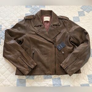 NWT Lucky Brand Brown Leather Jacket